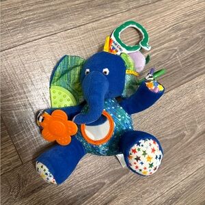 The World Of Eric Carle Hanging Elephant Plush Animal Rattle Teether 8" Sitting